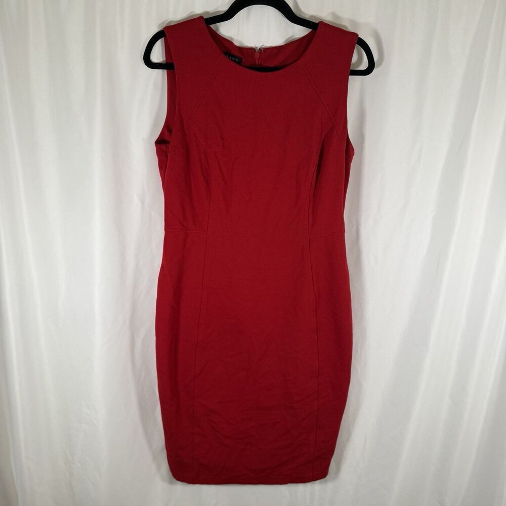 Talbots Knee Length Dress Women's 6 Red Sleeveless Zip Back Round Neck